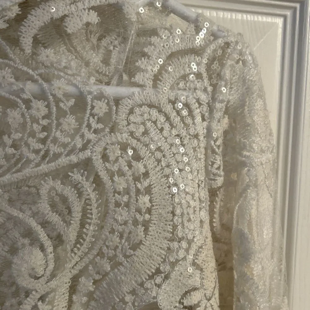 NWT Alter'd State Ivory Sequin Lace Boho Dress Size M‎ $89.95
